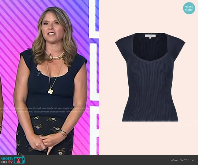 Pearl by Lela Rose Scallop Trim Knit Top worn by Jenna Bush Hager on Today