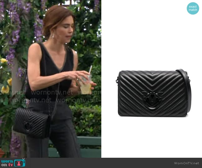 Pinko Classic Love Bag Click Chevron Colour Block worn by Victoria Newman (Amelia Heinle) on The Young and the Restless