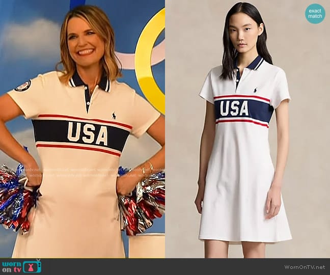 Polo Ralph Lauren Team USA Graphic Polo Dress in White worn by Savannah Guthrie on Today