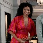 Portia’s pink printed v-neck dress on General Hospital