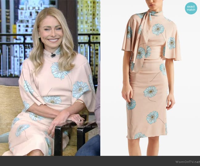 Prada Floral-print pencil dress worn by Kelly Ripa on Live with Kelly and Mark