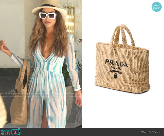 Prada Logo-embroidered Crochet Tote Bag worn by Taleen Marie (Taleen Marie) on The Real Housewives of Dubai