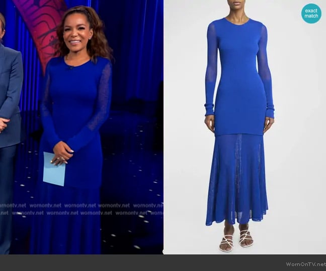 Proenza Schouler Anita Long-Sleeve Sheer Open-Knit Layered Maxi Dress worn by Sunny Hostin on The View