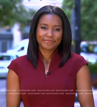 Rachel's burgundy cap sleeve dress on Good Morning America