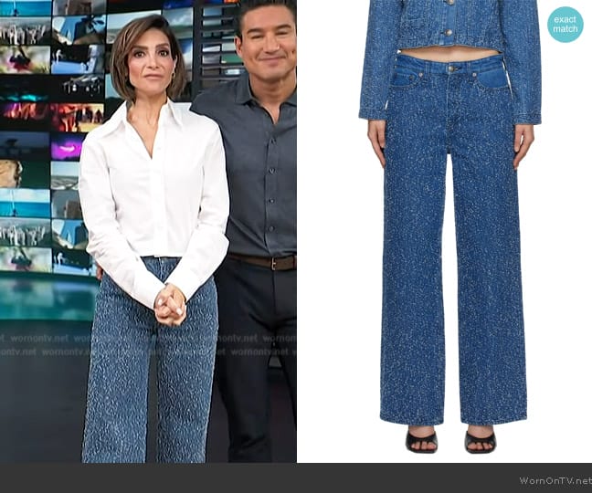 Rag & Bone Logan Tweed Wide-Leg Pants worn by Courtney Lopez on Access Hollywood