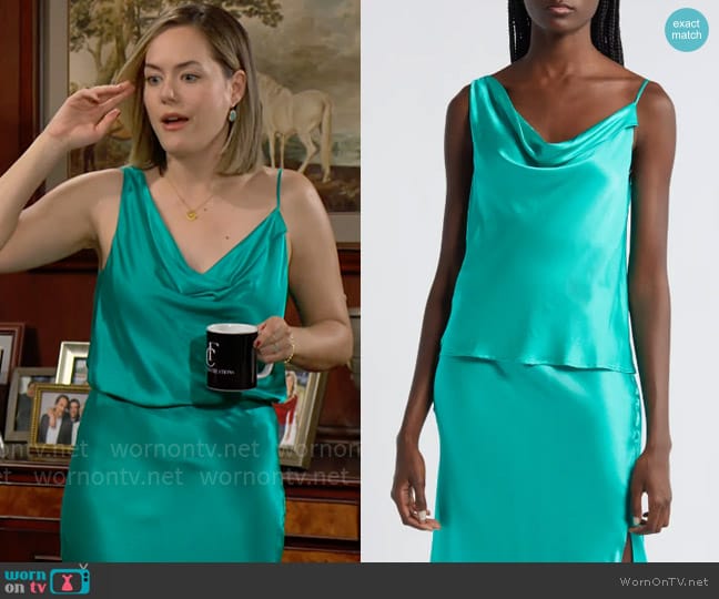 Rails Mae Cami in Jade worn by Hope Logan (Annika Noelle) on The Bold and the Beautiful