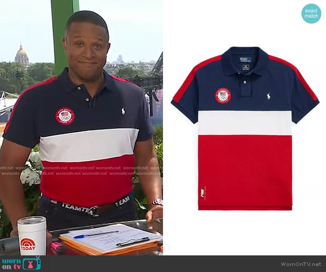 Polo Ralph Lauren Team USA 2024 Summer Olympics Villagewear Performance Polo worn by Craig Melvin on Today