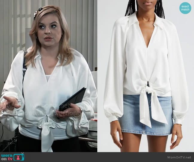 Ramy Brook Posh Emily Blouse worn by Maxie Jones (Kirsten Storms) on General Hospital