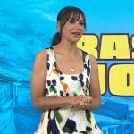 Rashida Jones’ white floral ribbed top and skirt on Today