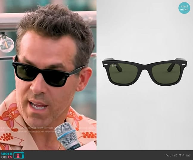 Ray-Ban Square Patterned Acetate Sunglasses worn by Ryan Reynolds on Today