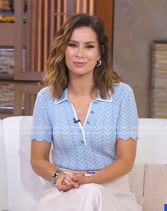Rebecca's blue chevron polo on Good Morning America