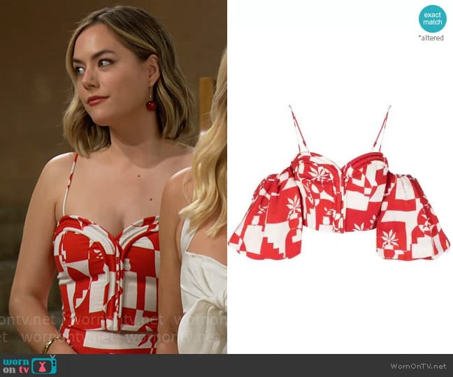 Rebecca Vallance Barcelona Top worn by Hope Logan (Annika Noelle) on The Bold and the Beautiful