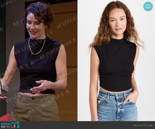 Reformation Lindy Top in Black worn by Sarah Horton (Linsey Godfrey) on Days of our Lives