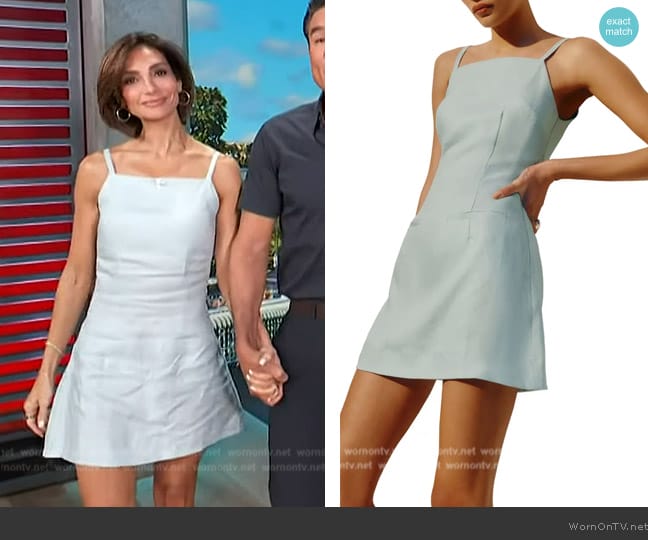 Reformation Phillipa Linen Minidress worn by Courtney Lopez on Access Hollywood