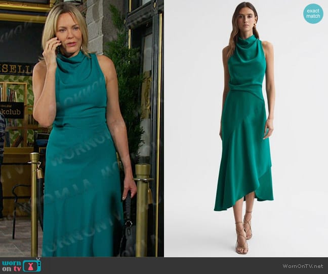 Reiss Giana Midi Dress in Green worn by Nicole Walker (Arianne Zucker) on Days of our Lives