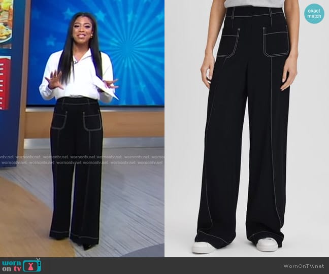 Reiss Kylie Trousers in Black worn by Morgan Norwood on Good Morning America