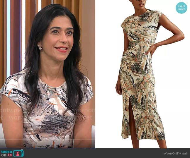 Reiss Lennia Printed Jersey Midi Dress worn by Taraneh Shirazian on CBS Mornings