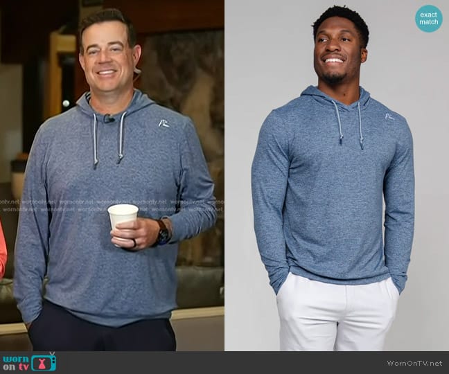 Rhoback Hesi Performance Hoodie in Heather Zone Blue worn by Carson Daly on Today