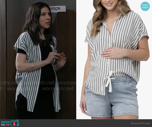 Ripe Maternity Ada Stripe Maternity Shirt worn by Kristina Corinthos-Davis (Kate Mansi) on General Hospital