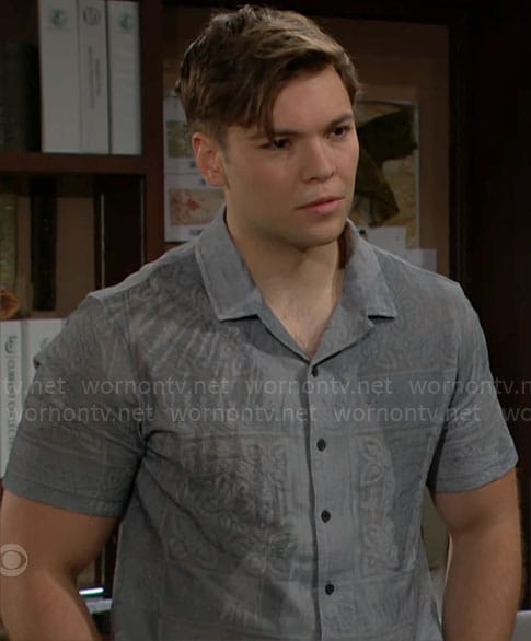 RJ's grey printed shirt on The Bold and the Beautiful