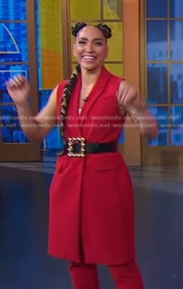 Robin Arzón's gold buckle belt on Good Morning America