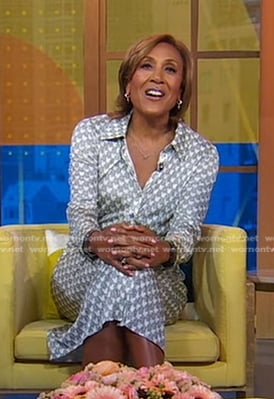 Robin's grey printed belted shirtderss on Good Morning America