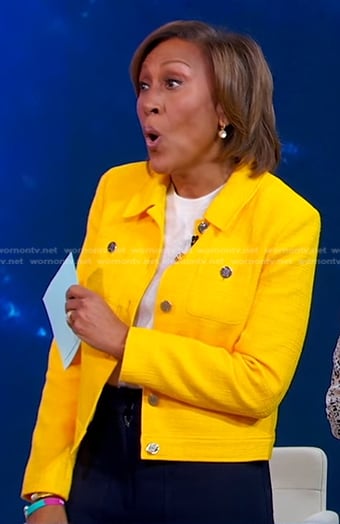 Robin's yellow textured jacket on Good Morning America