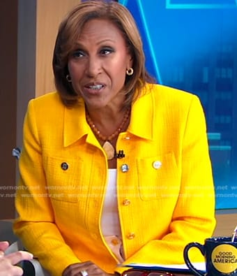 Robin’s yellow textured jacket on Good Morning America