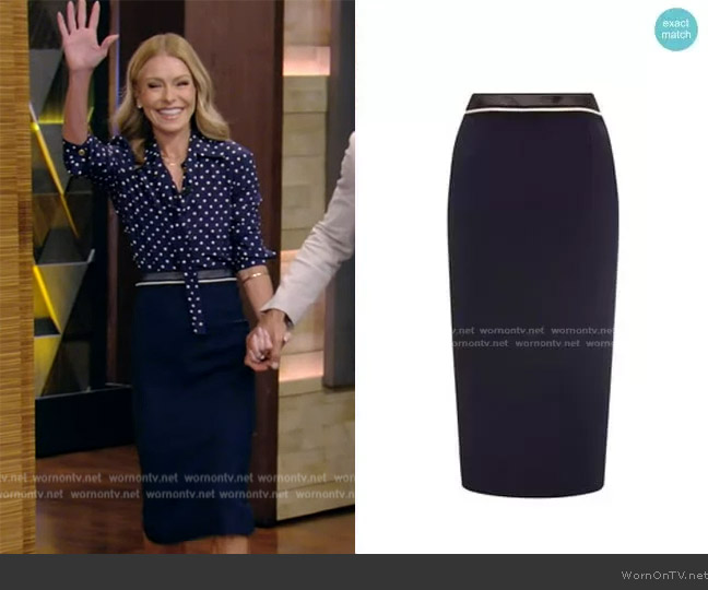 Roland Mouret Arreton Skirt worn by Kelly Ripa on Live with Kelly and Mark