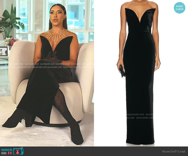 Roland Mouret Strapless Velvet Gown worn by Taleen Marie (Taleen Marie) on The Real Housewives of Dubai