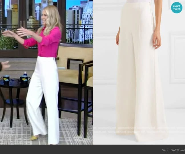 Roland Mouret Uppingham Cady Wide-Leg Pants worn by Kelly Ripa on Live with Kelly and Mark