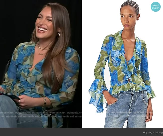 Ronny Kobo Alisha Top worn by Emily Orozco on Access Hollywood