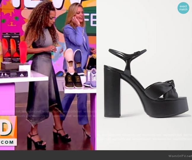 Saint Laurent Bianca knotted leather platform sandals worn by Sunny Hostin on The View