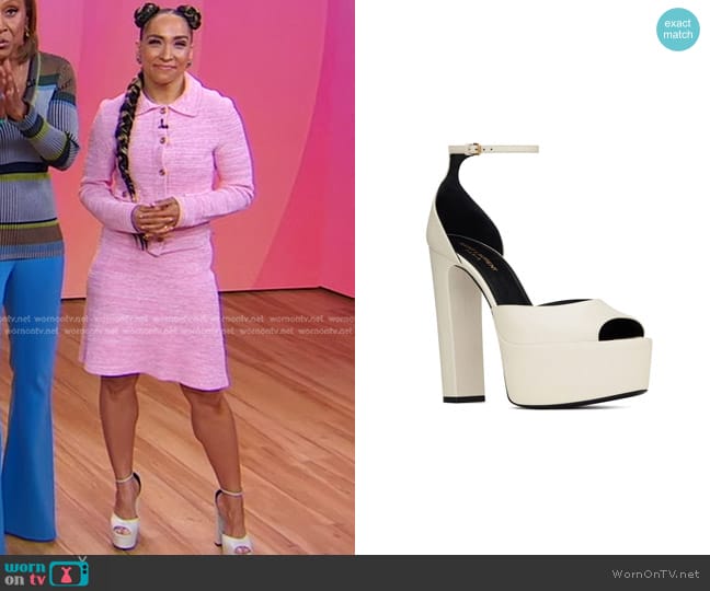 Saint Laurent Jodie Platform Sandals worn by Robin Arzón on Good Morning America