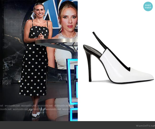 Saint Laurent Raven Slingback Pump worn by Keltie Knight on E! News