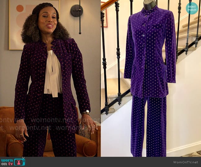 Saint Laurent Vintage Velvet Suit worn by Paige Alexander (Kerry Washington) on UnPrisoned