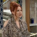 Sally’s marbled print blouse on The Young and the Restless