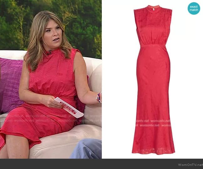 Saloni Stamped Silk Sleeveless Midi-Dress worn by Jenna Bush Hager on Today