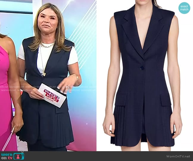 Sandro Carine Sleeveless Blazer Mini Dress in Deep Blue worn by Jenna Bush Hager on Today