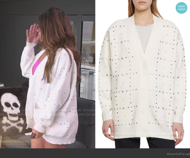 Sandro Embellished Oversize Cardigan worn by Dolores Catania on The Real Housewives of New Jersey