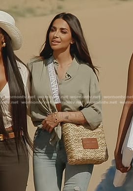 Sara's straw tote bag on The Real Housewives of Dubai