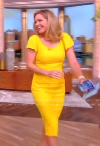 Sara's yellow flutter sleeve dress on The View