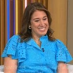 Sarah Gelman’s blue eyelet dress on CBS Mornings