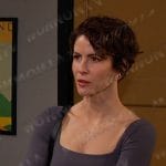 Sarah’s grey square neck top on Days of our Lives