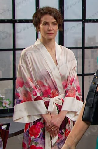 Sarah's white floral robe on Days of our Lives