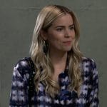 Sasha’s tie dye print button down shirt on General Hospital