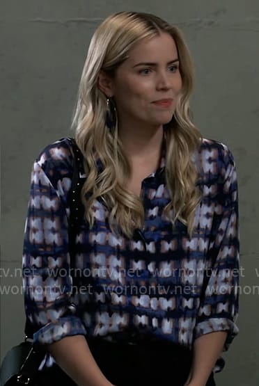 Sasha’s tie dye print button down shirt on General Hospital