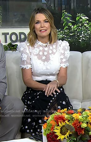 Savannah's white lace top and black skirt on Today