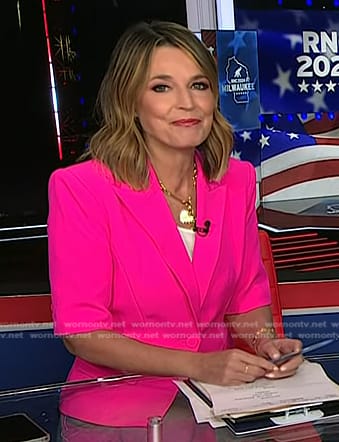 Savannah's pink elbow sleeve blazer on Today