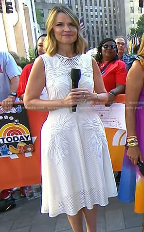 Savannah's white embroidered eyelet dress on Today